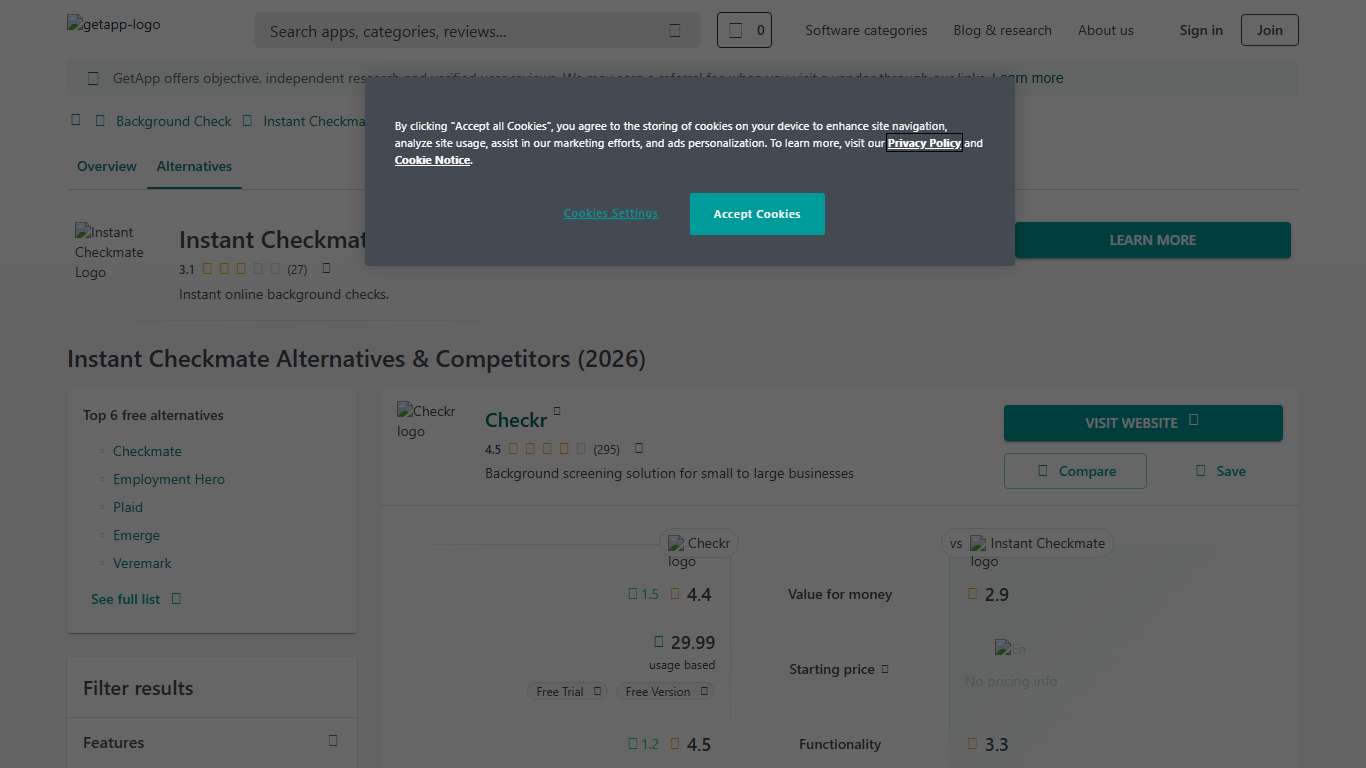 Instant Checkmate Alternatives, Competitors & Similar Software GetApp 2026